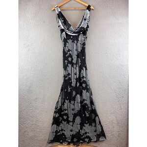 Zara Black and Gray Floral Maxi Dress